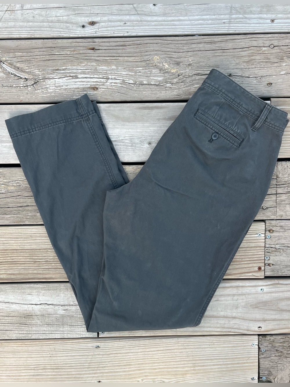 Eddie Bauer Straight Leg 100% Cotton Chinos Pants Dark Gray Size 14 LONG